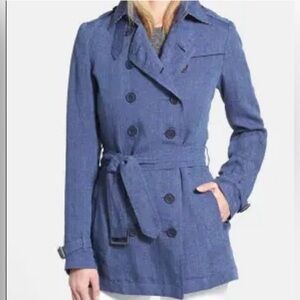Burberry Brit Classic Blue Linen Short Trench Coat